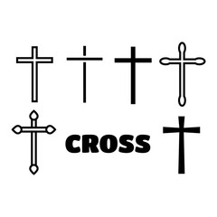 Thin line icons set of crosses. Illustration of crosses eps10