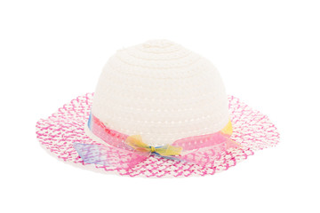 Woman straw hat isolated on white background.