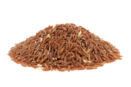 Red rice Isolated on white background.