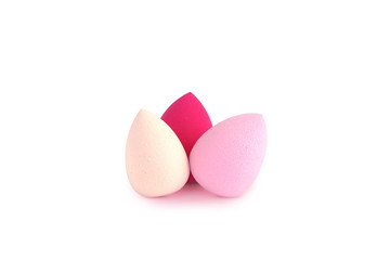 soft multi-colored sponges on white background