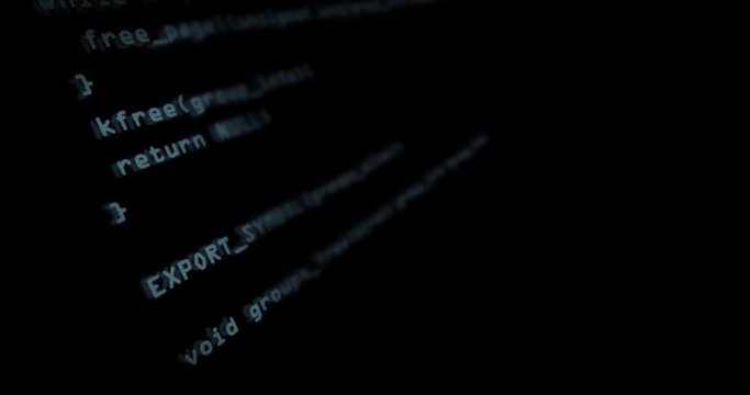 Abstract source code listing moving on screen 
