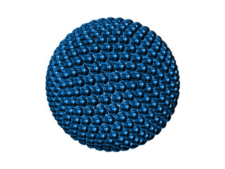 abstract spherical object made of small blue spheres isolated on white background