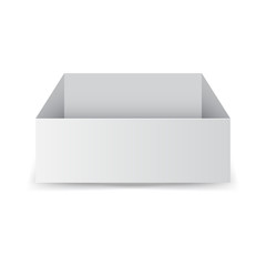 White cardboard package box. Vector illustration isolated on white background.