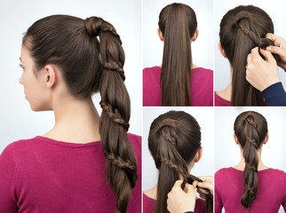 Fototapeta premium braided pony tail hairstyle tutorial