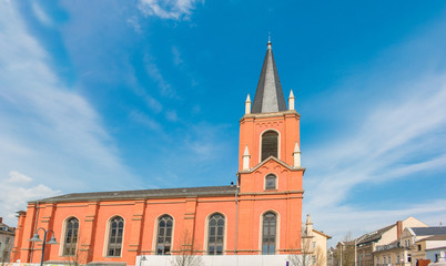 Fototapeta na wymiar Evangelische Kirche Limburg Bahnhof Limburg an der Lahn Rheinland-Pfalz