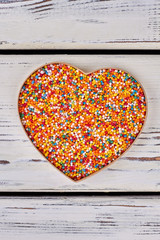 Sprinkle dots, heart shaped box. Lots of colorful sugar sprinkles. Valentine gift for her.