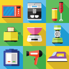 Household Appliances Icons Set in a Flat Design