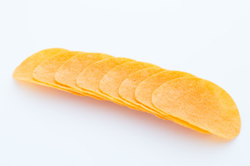 Potato chips on the papric. Eco food.