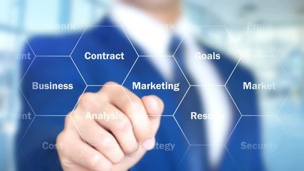 Investment, Businessman working on holographic interface, Motion Graphics - Powered by Adobe