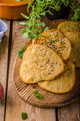 Homemade crackers, baked in oven