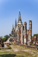 Obraz premium famous temple area Wat Phra Si Sanphet in the Royal Palace in Ajutthaya
