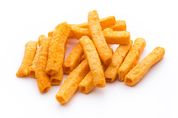 Potato fry on white isolated background.