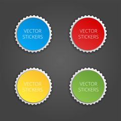 Round banners set. Vector color stickers.