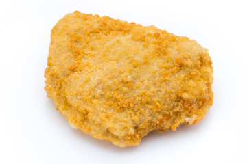 Fried chicken nuggets isolated on white.