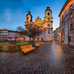 Naklejka na ściany i meble Saint Jacob Cathedral in the Morning, Innsbruck, Tirol, Austria