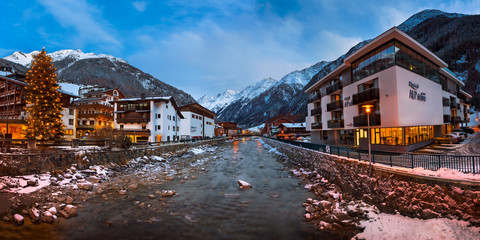 Fototapeta na wymiar Solden Ski Resort Skyline in the Morning, Tirol, Austria