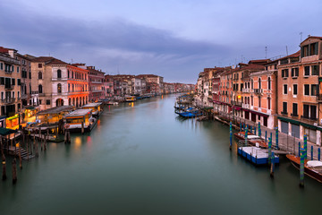 Fototapeta na wymiar View of Grand Canal and Venice Skyline from the Rialto Bridge in the Morning, Venice, Italy