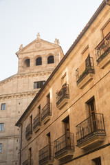 Fototapeta na wymiar Salamanca (Spain): historic buildings in Calle Melendez