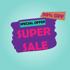 Super sale banner. Clearance and special offer
