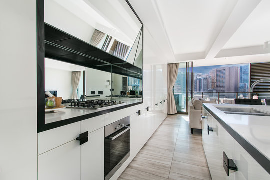 Beautiful, expensive kitchen with beautiful facades