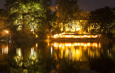 Hoan Kiem Lake. Night view in Hanoi