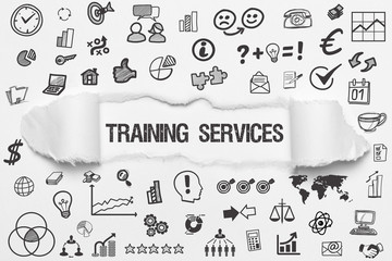 Training Services / weißes Papier mit Symbole