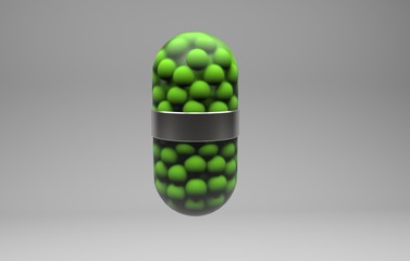 3d Capsule with colored balls inside