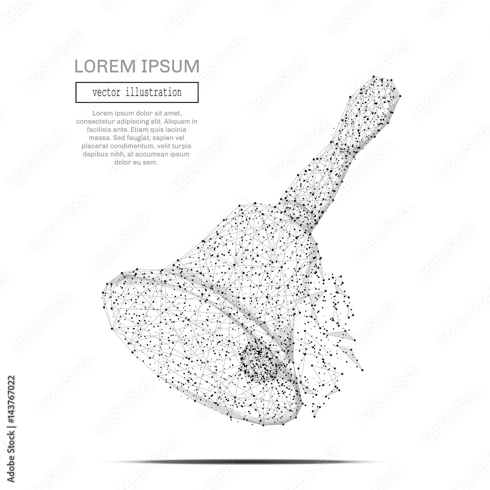 Poster abstract mash line and point handbell on white background with an inscription. starry sky or space, 