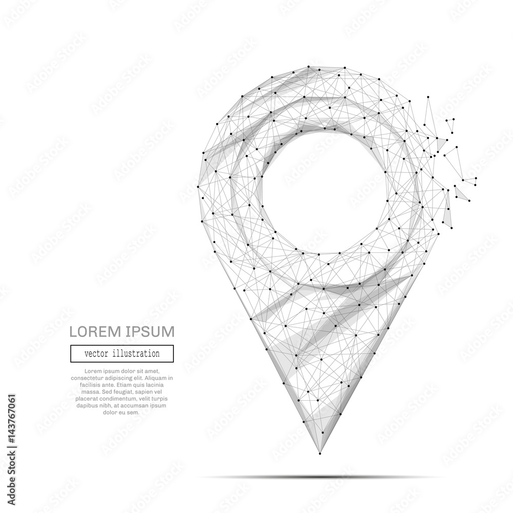 Poster Abstract mash line and point pin on white background with an inscription. Starry sky or space, consisting of stars and the universe. Vector business illustration
