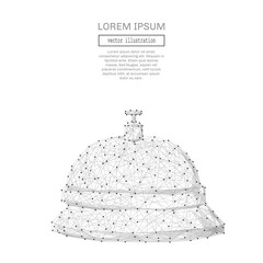 Abstract mash line and point Handbell at the reception on white background with an inscription. Starry sky or space, consisting of stars and the universe. Vector business illustration