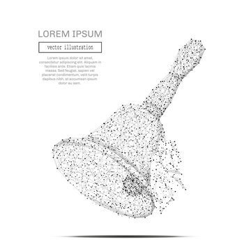 Abstract mash line and point Handbell on white background with an inscription. Starry sky or space, consisting of stars and the universe. Vector business illustration