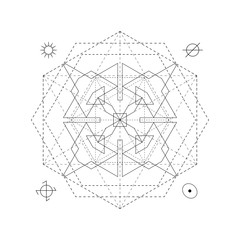 Abstract mystical geometry symbol. Vector linear alchemy, occult and philosophical sign.