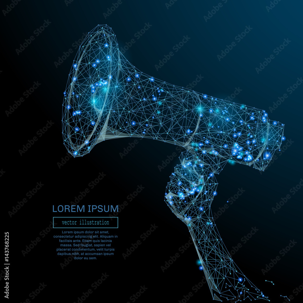 Leinwandbilder Abstract image of a loudspeaker in the form of a starry sky or space, consisting of points, lines, and shapes in the form of planets, stars and the universe. Vector business