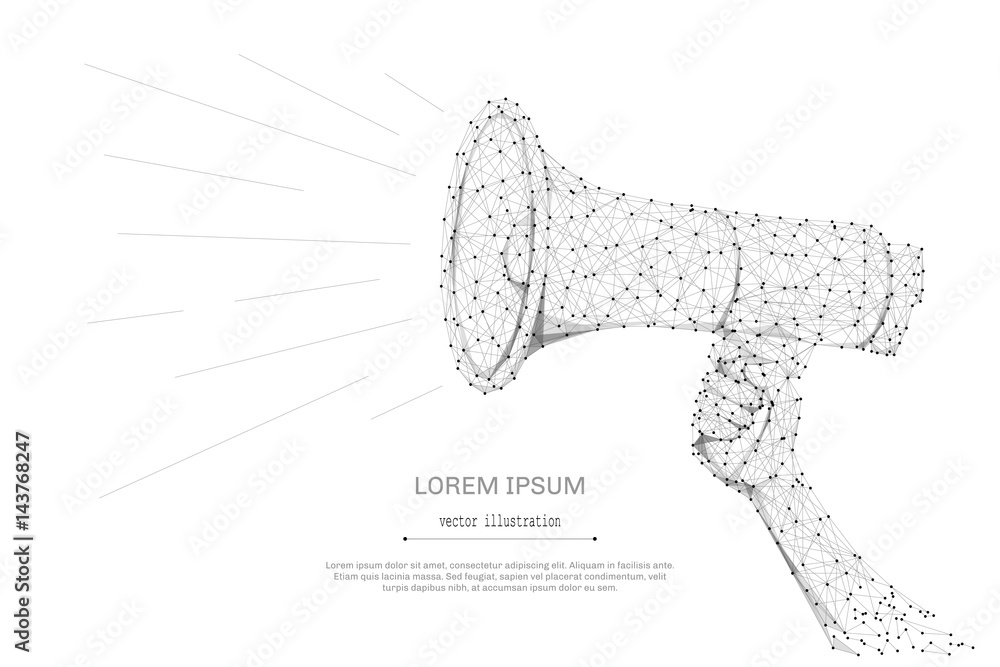 Aufkleber Abstract loudspeaker polygonal, geometry triangle. Light connection structure. Low poly vector background. Business concept