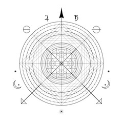 Abstract mystical geometry symbol. Vector linear alchemy, occult and philosophical sign.