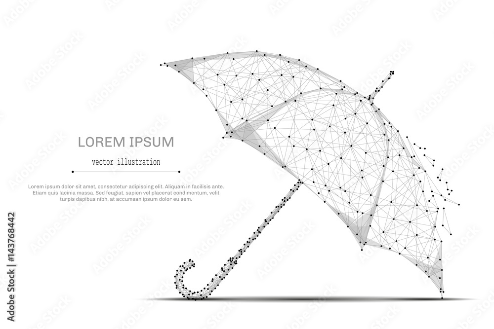 Poster abstract mash line and point umbrella on white background with an inscription. starry sky or space, 