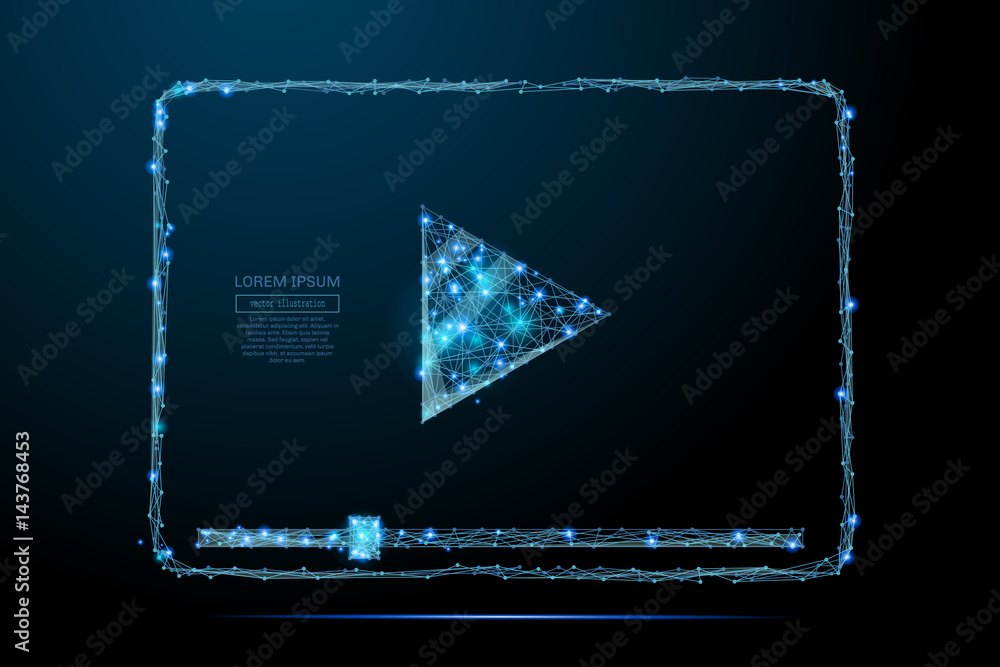 Aufkleber Abstract image of a Video codec low poly in the form of a starry sky or space, consisting of points, lines, and shapes in the form of planets, stars and the universe. Vector wireframe concept.