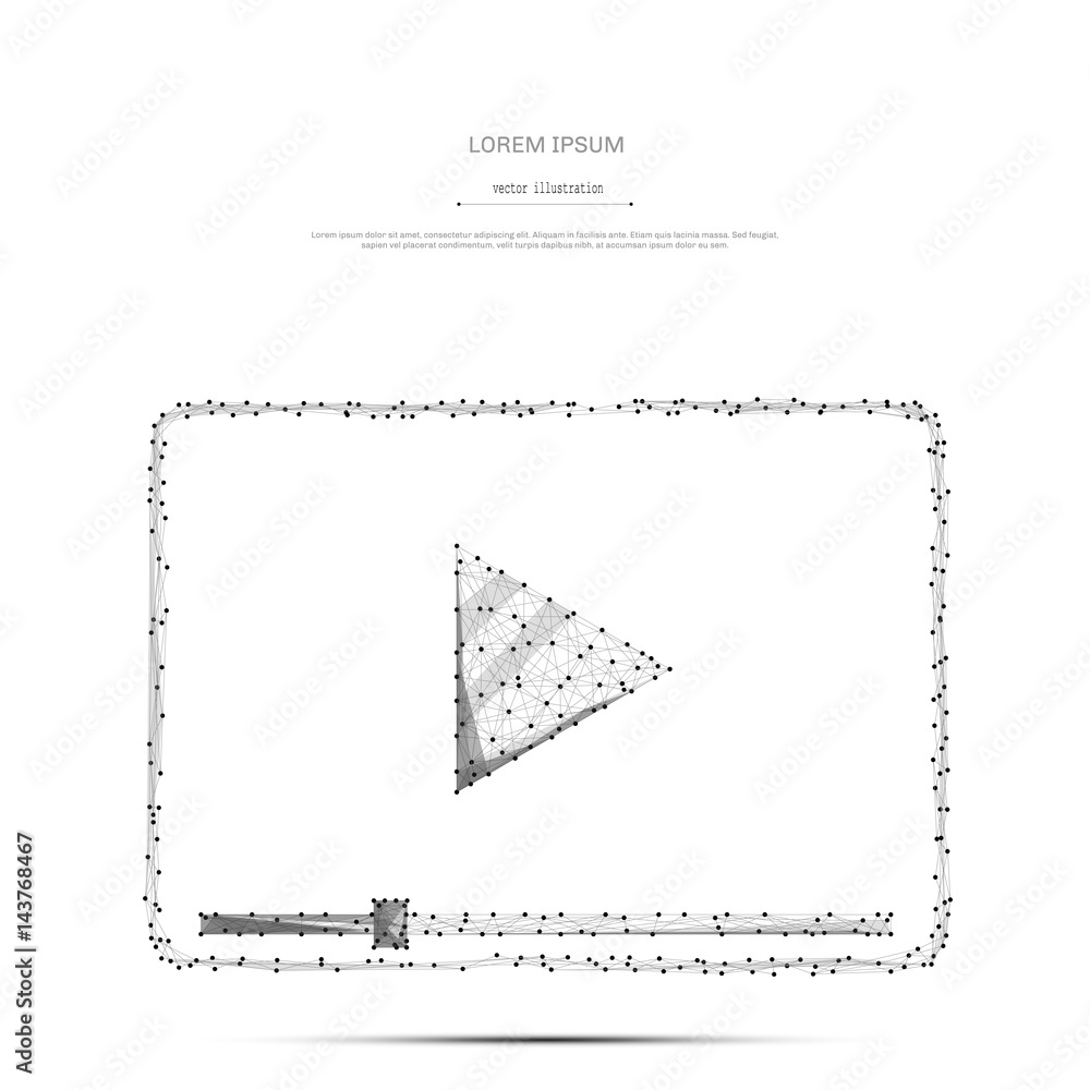 Poster abstract mash line and point video codec low poly on white background with an inscription. starry sk