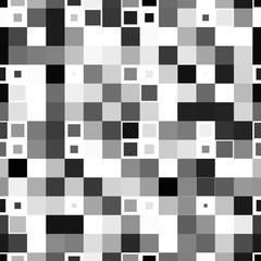 Black and white square pixel mosaic seamless pattern. Vector illustration.