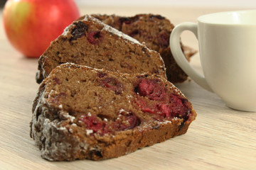 Homemade cherry pie on wooden table
