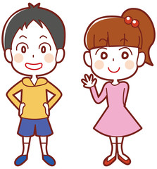 子供のイラスト（男の子と女の子）