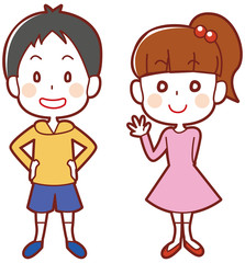 子供のイラスト（男の子と女の子）