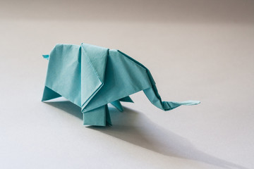 Blue paper elephant origami