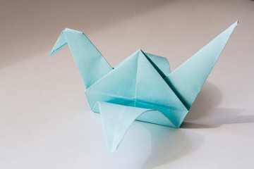 Blue paper crane origami