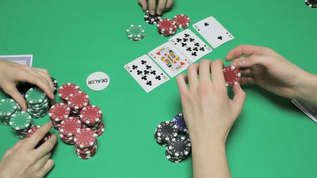 A tense moment at the table in Texas hold'em poker