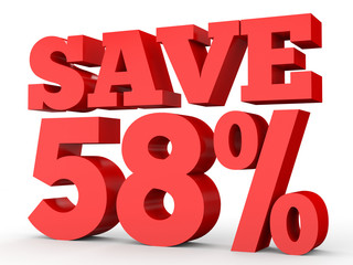 Fifty eight percent off. Discount 58 %.