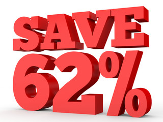 Sixty two percent off. Discount 62 %.