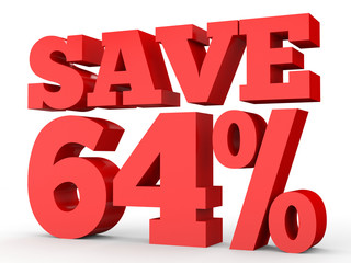 Sixty four percent off. Discount 64 %.