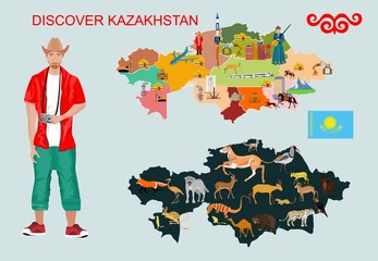 Kazakhstan Landmark Global Travel And Journey Infographic Vector illustration Template