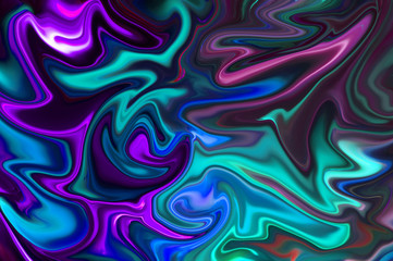 Digital blurred dark multicolor background with spread liquify flow for design